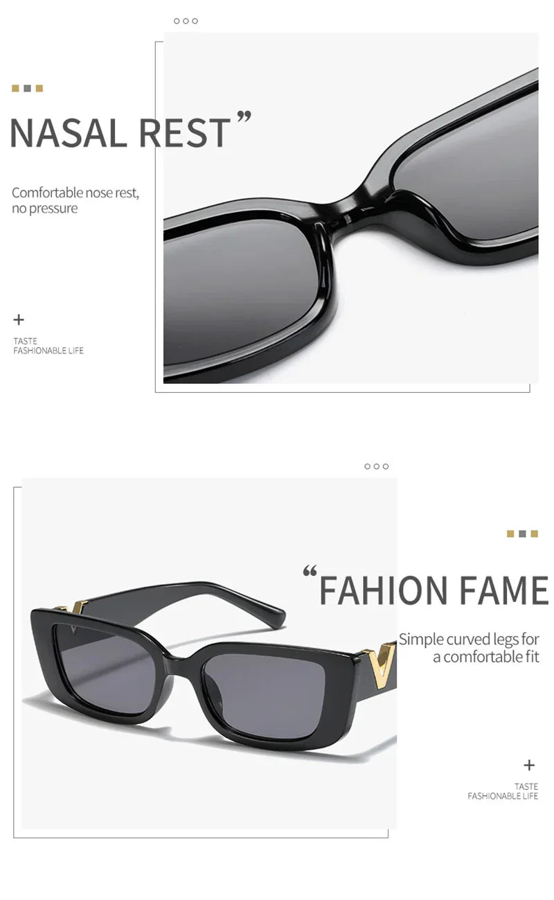 Fashion Cat Eye Sunglasses Luxury V Sun Glasses For Ladies Classic Rectangle Driving Eyewear UV400