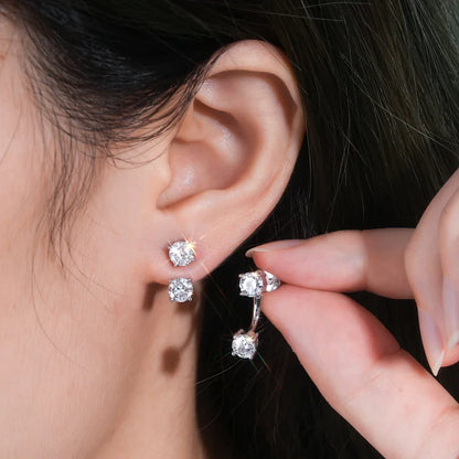 2 in 1 Pear Marquise Cut Moissanite Stud Earrings for Women S925 Silver Full Lab Diamond Dainty Pierced Ear Fine Jewelry