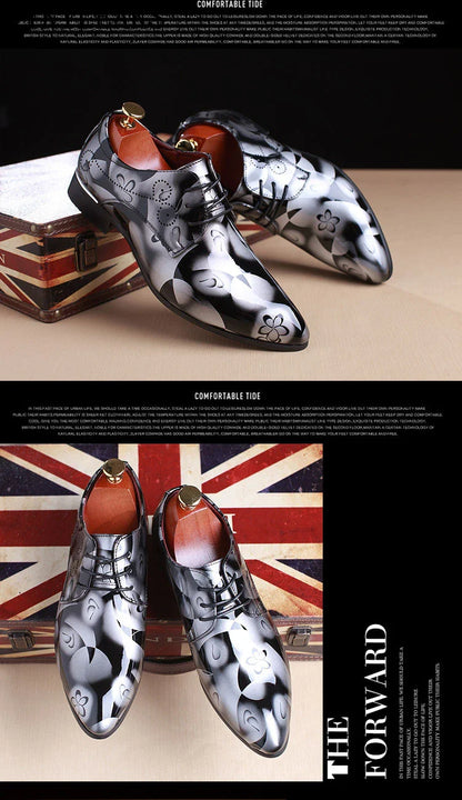 Office Floral Pattern Men Formal Leather Luxury Fashion Groom Wedding Oxford Formal Shoes Men Erkek Deri Ayakkabı Modelleri