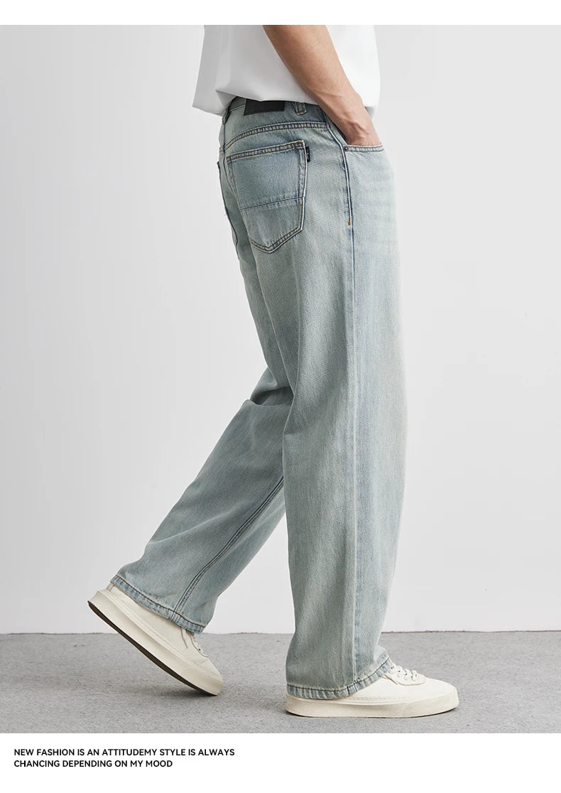 Calça Jeans Reta Verão 2025 Nova Fina Retrô Solta Casual Moda Calças Largas Calça Reta Jeans Tamanho Grande 25-36
