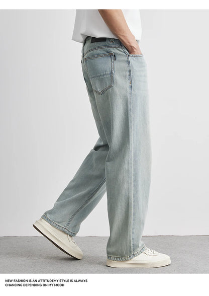 Calça Jeans Reta Verão 2025 Nova Fina Retrô Solta Casual Moda Calças Largas Calça Reta Jeans Tamanho Grande 25-36