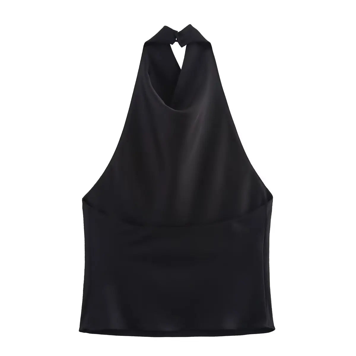 Elegant Women's Satin Backless Halter Vest Summer Solid Sleeveless Sexy High Street Waistcoat Female Slim Camisole Tops