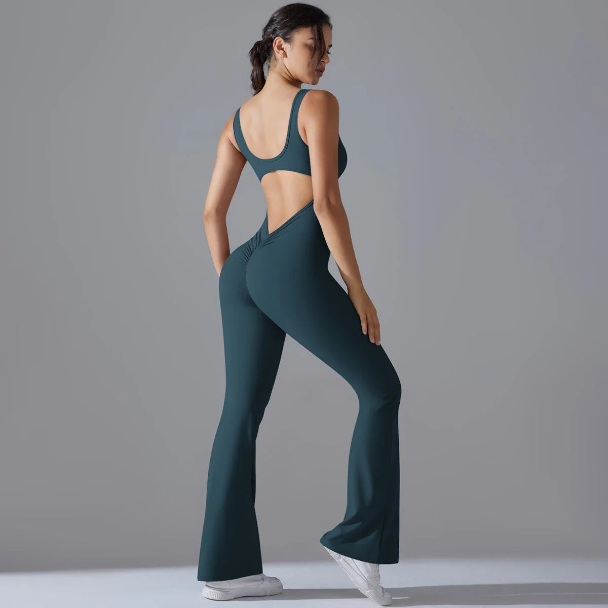 Sexy Back V Jumpsuit Gym Set Women Training Yoga Suit Sportswear Women Sports Jumpsuit Fitness Rompers Stretch Workout Bodysuits