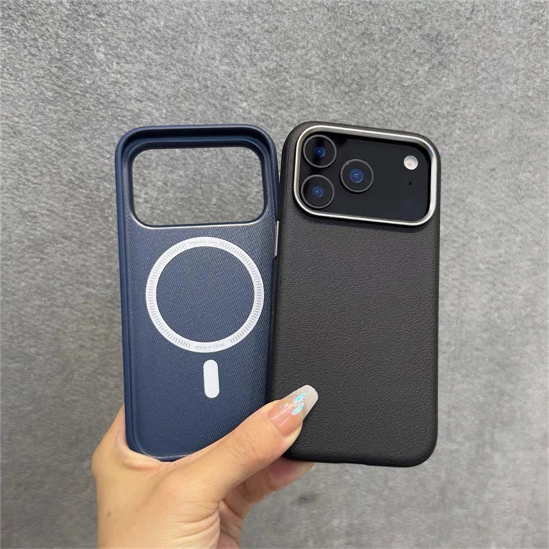Magnetic Leather Case For iPhone 17 Pro Max 17 Ari MagSafe Silicone Border Protect Back Cover Shell With Ai Button Bumper