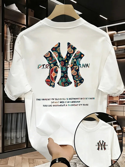 2026 New Trendy Street Brand Printed Men's Short-sleeved T-shirt - A Street-style Comfortable Summer Loose Men's T-shirt