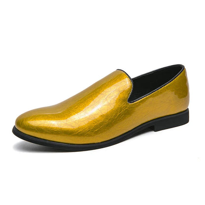 Patent leather bright casual leather shoes set feet a slip-on lazy people work business British windbean men's shoes size 46