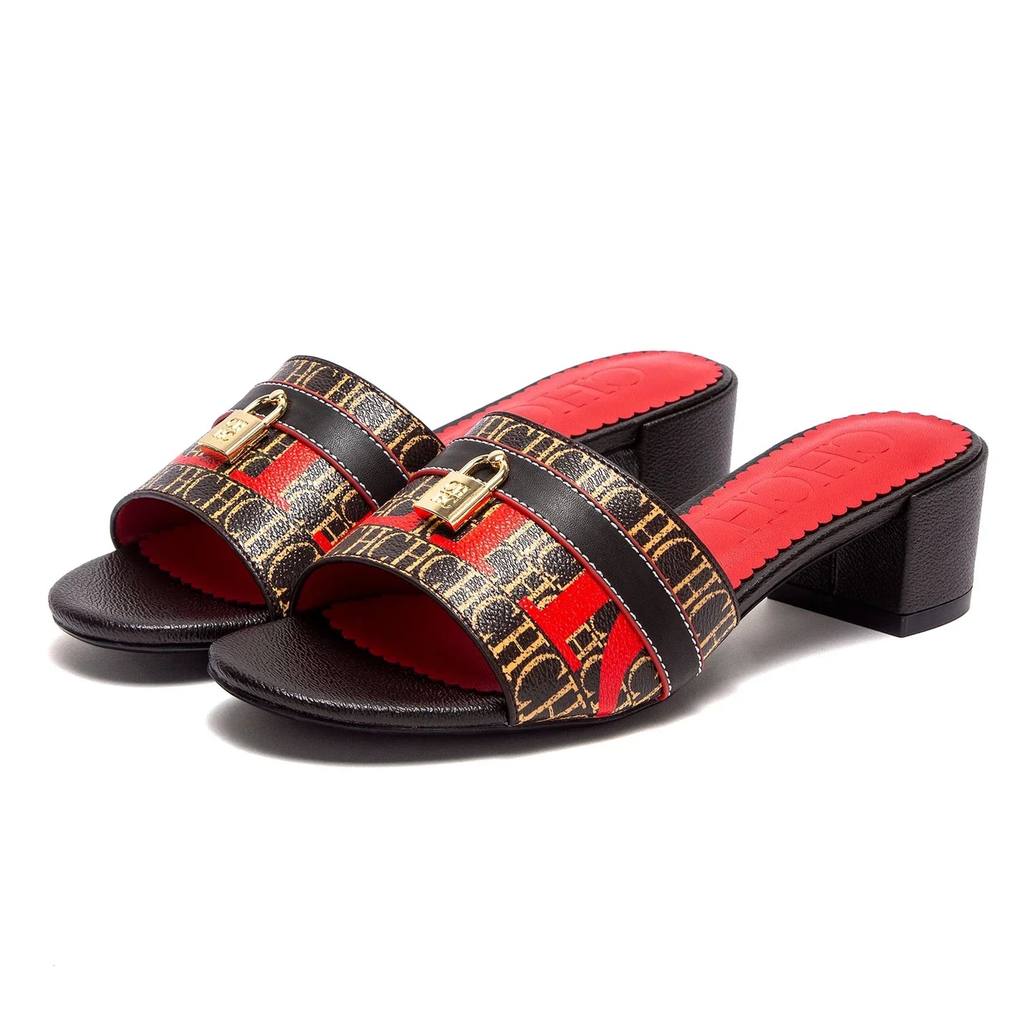 Woman's Heels Sandals Low Block Chunky Slide Sandals Slip on Comfortable Casual Pumps Shoes 5cm