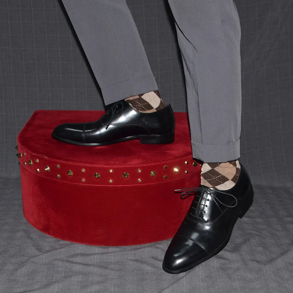 Luxury Genuine Leather Mens Business Dress Shoes Black Cap Toe Lace-Up Oxfords Company Office Wedding Party Formal Shoes for Men