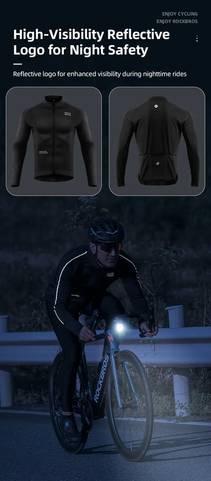 Bicycle Jersey Fall/Winter Fleece Cycling Clothing Thermal Long Sleeve Cycling Clothing Warmer Windproof Sportswear