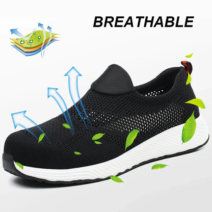 Summer Mesh Light Work Sneakers Steel Toe Protective Work Safety Shoes Men Women Breathable Construction Shoes Work Boots Men