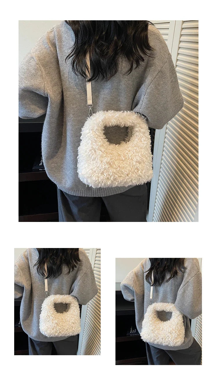 Plush Sweet Shoulder Bags for Women Cute Autumn and Winter 2025 New Versatile Fashion Large Capacity Women's Handbags
