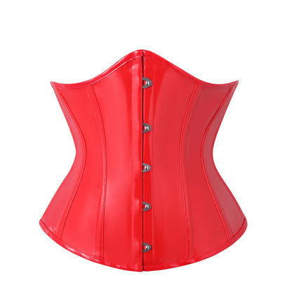 Black Glossy PVC Vinyl Underbust Corset Top for Women Push Up Bustier Goth Punk Waist Cincher Body Shaper Plus Size Sexy Korsett