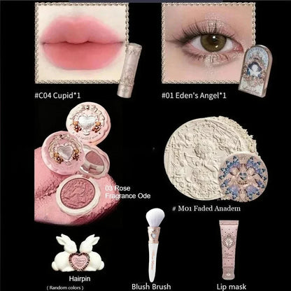 Little Angel Collection Makeup Gift Box Eyeshadow Blush Cream Matte Lipstick Full Kit All