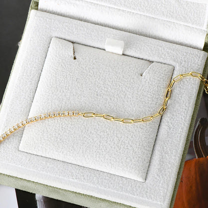 2mm Moissanite Tennis Bracelets With Gra Certificate S925 Sterling Silver Plated 18k Gold Paper Clip Bracelet For Women