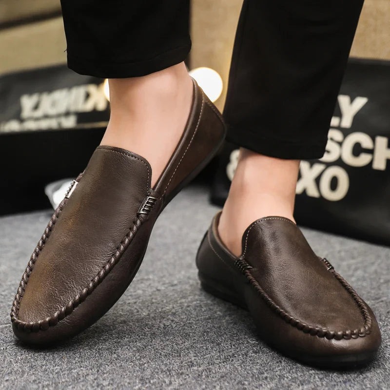 Genuine Leather Breathable Slip on Men Driving Shoes Luxury Brand Italian Men Loafers Men Casual Shoes Moccasins Chaussure Homme