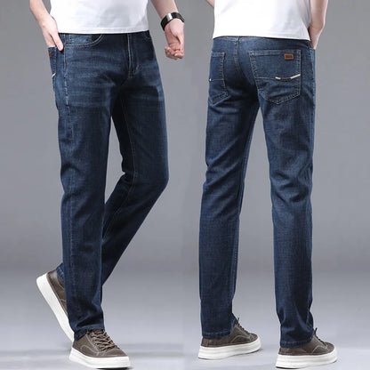 Wthinlee Business Men Jeans Casual Straight Stretch Fashion Classic Blue Black Work Denim Trousers Spring Summer Brand Clothing