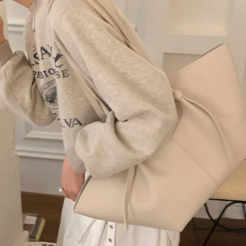 Luxury Designer Women's Soft PU Leather 2-in-1 Shoulder Tote Bag Set Big Capacity Branded Shopper Handbags Gray Blue PinkTan