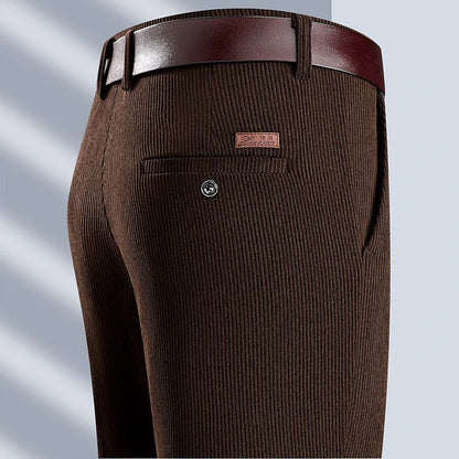 New Mens Corduroy Pants Classic Business Casual Pants Straight Leg Regular Fit Dress Pants Commuting Suit Pants