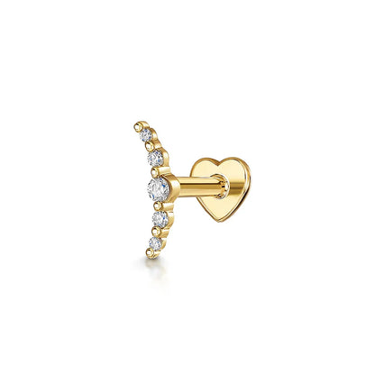 1PC 925 Sterling Silver Crown Horse Eye Zircon Heart Flat Head Cartilage Piercing Stud Earring For Women Claasic Earring