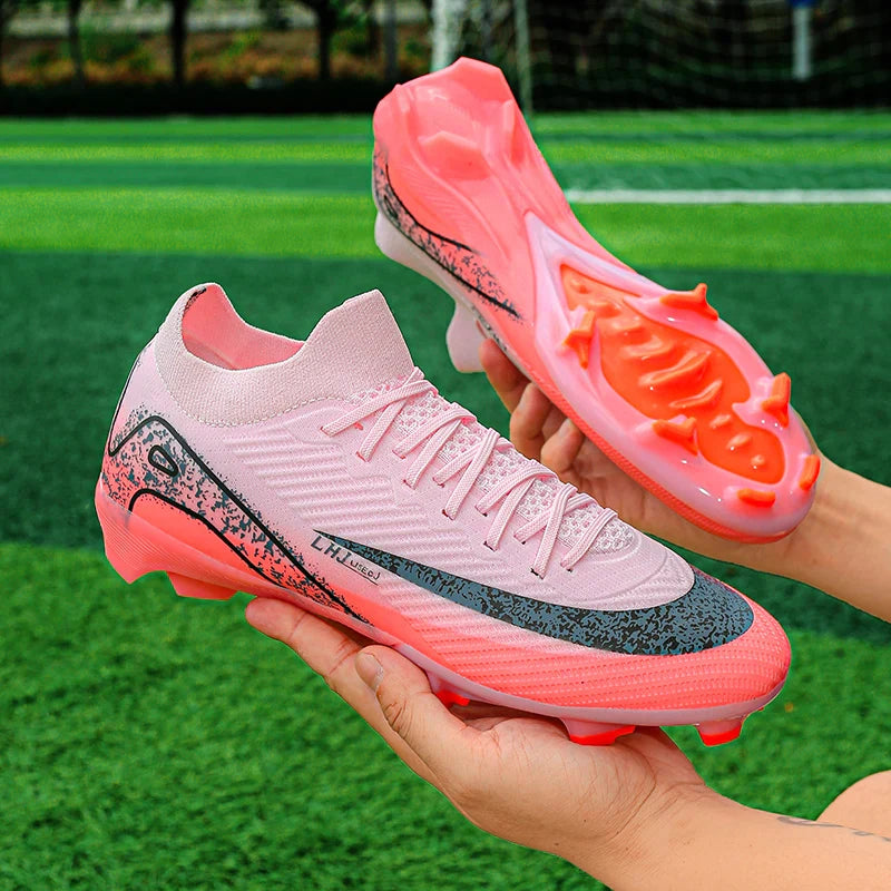 High Top Men Soccer Cleats Professional Football Shoes AG/TF Studs Anti Slip Training Sneaker Comfortable Breathable Adult Match