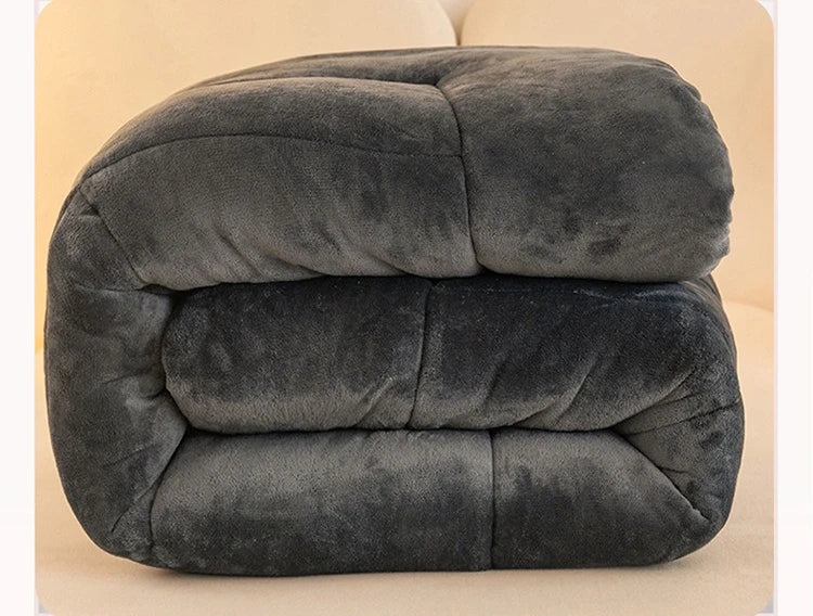 Winter Thick Coral Fleece Quilt Blanket Weighted Milk Velvet Snowflake Flannel Duvet Keep Warm Comforter for Student Dorm