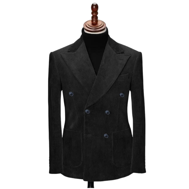 Conjunto de Terno Retrô de Veludo Cotelê de 2 Peças (Blazer + Calça) Conjunto Luxuoso Quente de Alta Qualidade Casamento Festa Baile Jantar Trabalho