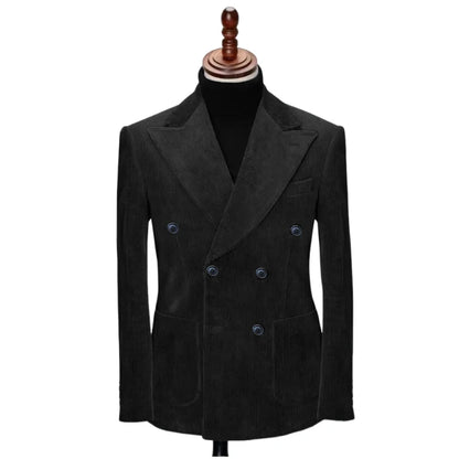 Conjunto de Terno Retrô de Veludo Cotelê de 2 Peças (Blazer + Calça) Conjunto Luxuoso Quente de Alta Qualidade Casamento Festa Baile Jantar Trabalho
