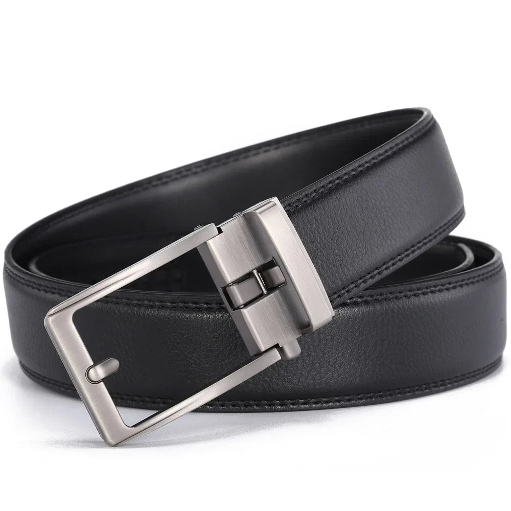 Unisex Click Belts for Men Luxury Brand Designer Fashion Automatic Buckle Genuine Leather Men's Belt Male Jeans Waist Strap Blue