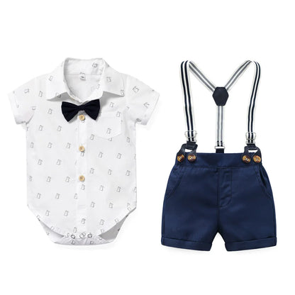 Kid Boy Formal Birthday Outfit Suit Toddler Gentleman Wedding Striped Vest Shirt 1-6 Years Baby Pants Boys Ceremony Outerwear