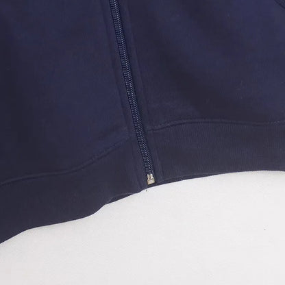 Mickey Mouse Paris Letter Cartoon Print Fleece Sweatshirt Fashion Unisex Women Pockets Hooded Zip Up Jumper Tops