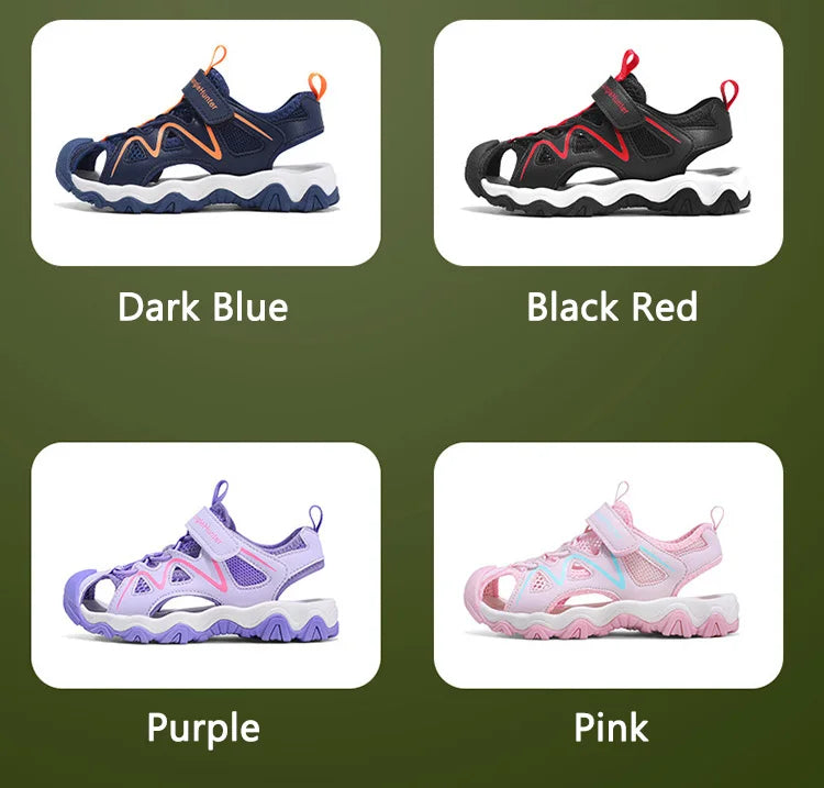 Summer Breathable Anti-Slip Sport Sandals for Boys&Girls Kids Outdoor Closed-Toe Beach Shoes Anti-Bump Water Sandals