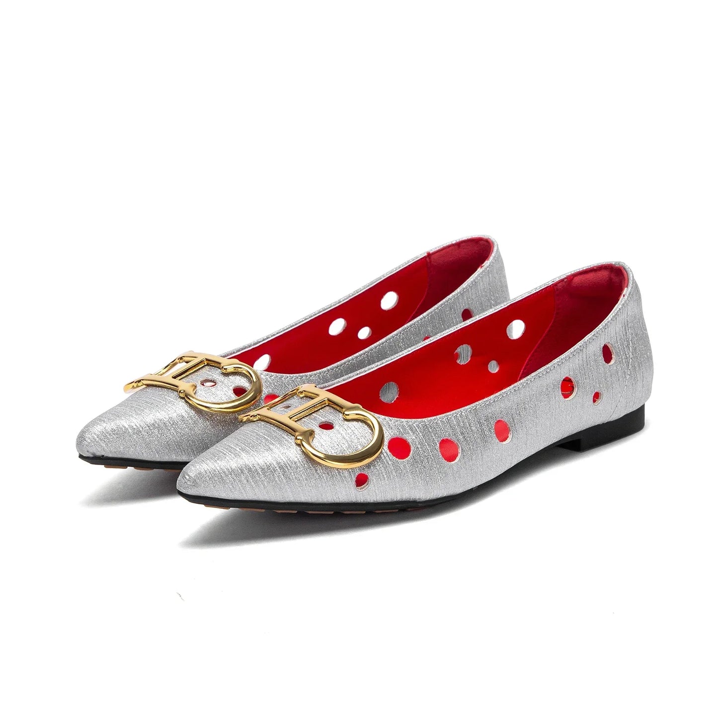2025 Women's Flat Shoes New Punching Design Pointed Woman Shoes Simple Anti slip