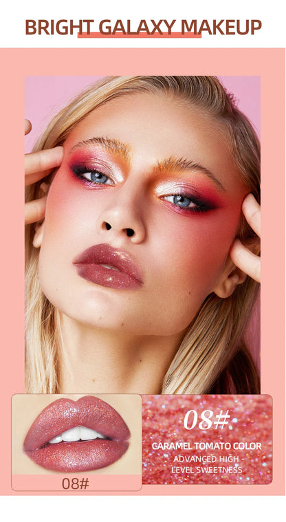 9Pcs/Sets Glitter Lip Glaze Liquid Lipstick Set Shine Lip Gloss Gift Box Natural Moisturizer Waterproof Lips Makeup
