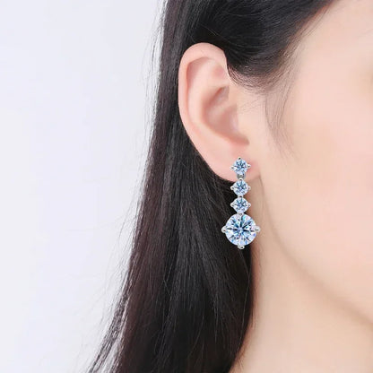 S925 Silver Moissanite Drop Earrings For Women 2.6 Carat Real Moissanite Lab Diamond Engagement Wedding Fine Jewelry Gift