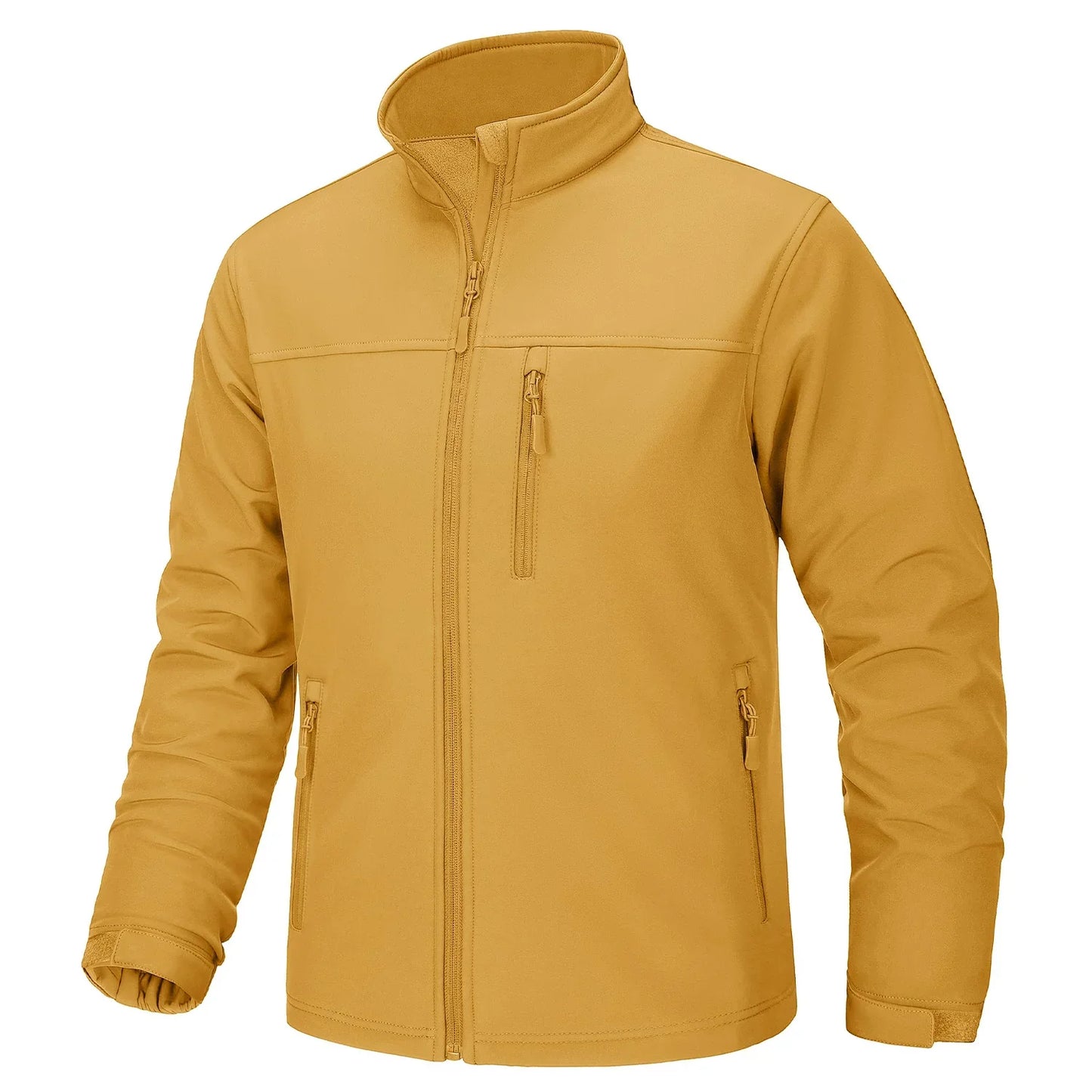 Waterproof Fleece Lining Windbreaker Mens Winter Work Jackets Zipper Pocket Casual Coats Full Zip Outwear Tops