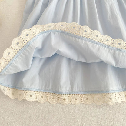 2026 Summer Girls New Korean Lace Collar 2-6Yrs Girl Dress Baby Girl Stylish Sleeveless Dress Girls Princess Korean Dress