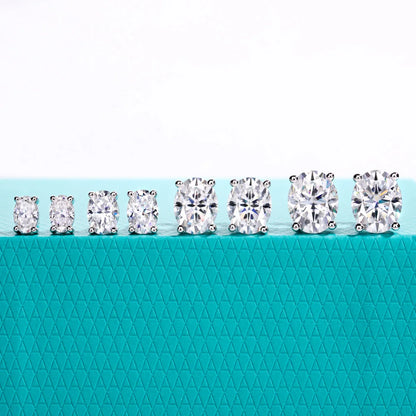 1cttw-6cttw Oval Moissanites Earrings 925 Sterling Silver D Color VVS1 Moissanite Classic Stud Earrings for Woman