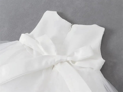 Asymmetric Toddler Evening Prom Dress Elegant Party Dresses For Girls Pink White Birthday DressLace Baby Girl Princess Dress