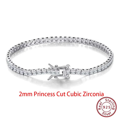 Shiny Tennis Bracelet 925 Sterling Silver 1.5/2/3mm Clear Cubic Zirconia for Women Luxury Chain Bracelet Jewelry SB143