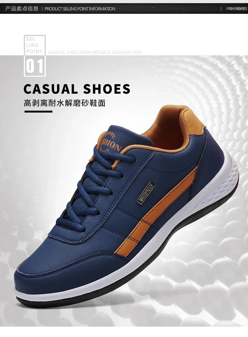 New Men Shoes Casual Shoes Leather Lace-Up Casual Sports Shoes Outdoor Wear-Resistant Vulcanized Shoes High-Quality Men Shoes