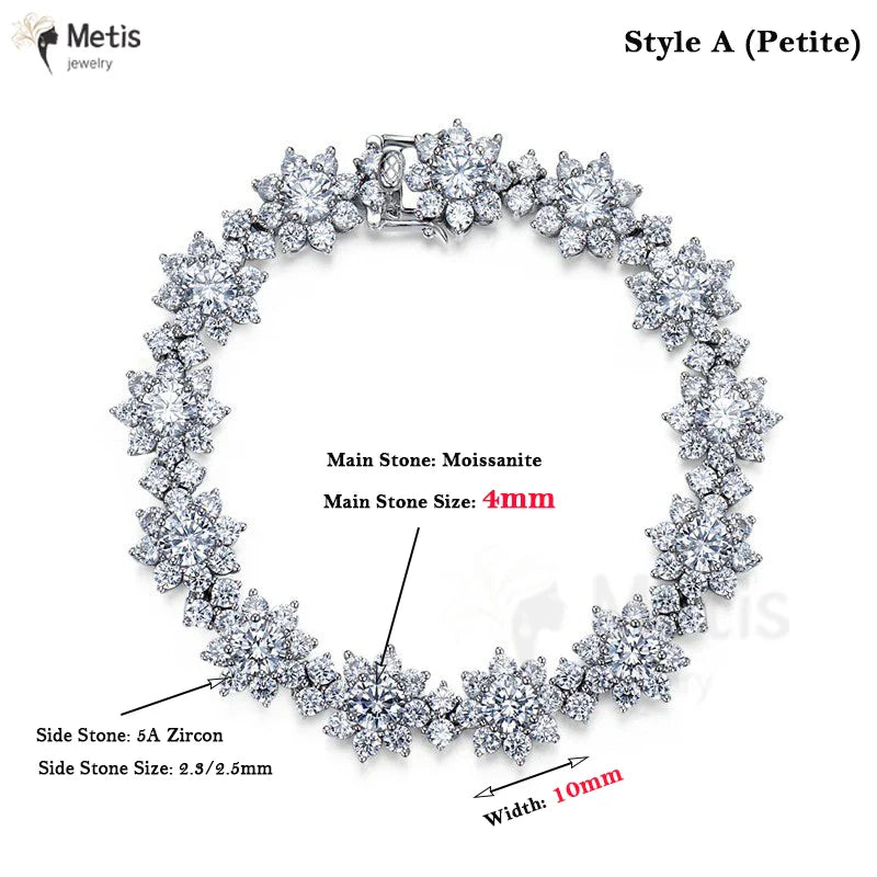D Color VVS1 Moissanite Bracelet For Women 925 Sterling Silver Diamond Sunflower Bangle Wedding Bridal Luxury Hand Jewelry