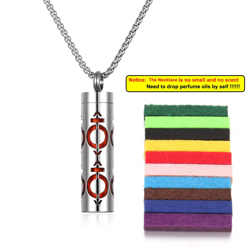 Long Strip Stainless Steel Aromatherapy Necklace Perfume Diffuser Essential Oil Diffuser Pendant Necklace Jewelry Accessories