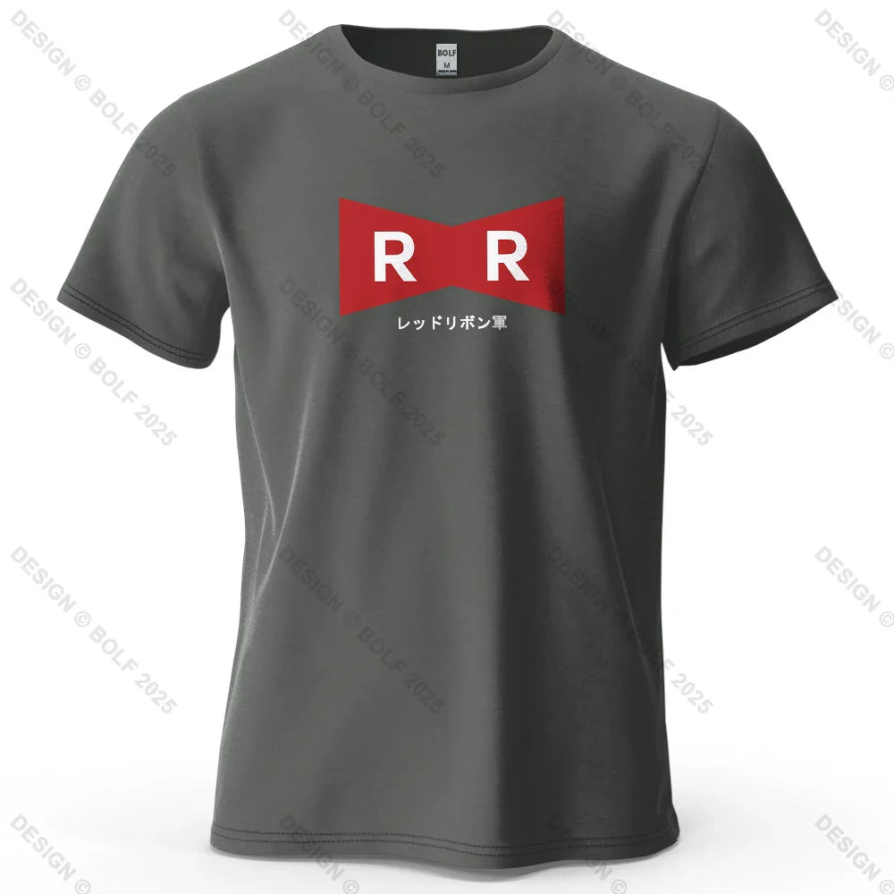 Red Ribbon Army Printed Men's T-Shirt 100% Cotton Oversized Anime Graphic Tees for Women Tops Tees Casual Streetwear