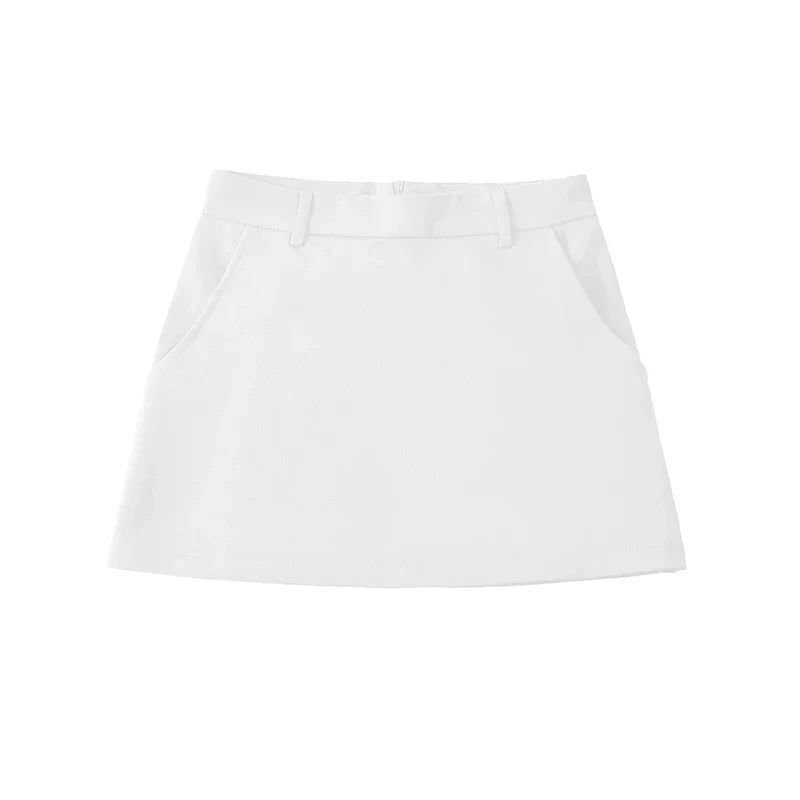 Women Fashion Solid Back Zipper A-Line Mini Skirt Vintage High Waist Female Chic Lady Skirts