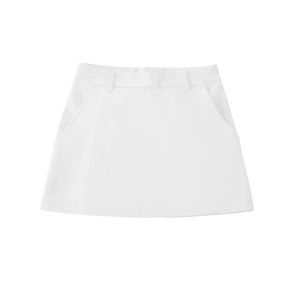 Women Fashion Solid Back Zipper A-Line Mini Skirt Vintage High Waist Female Chic Lady Skirts