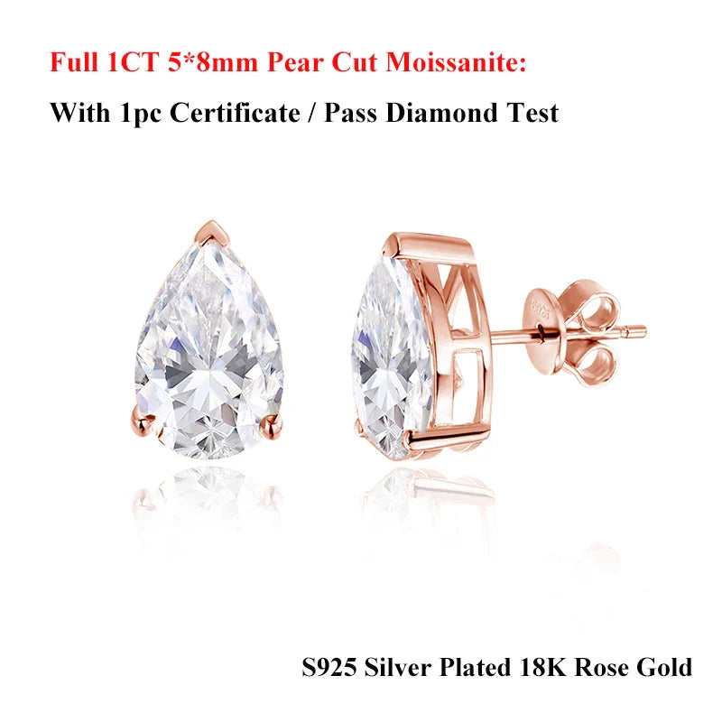 Pear Cut 3-Stone Full 3EX Moissanite Short Dangle Drop Earrings for Women s925 Silver Teardrop Earring Party Jewelry Gift