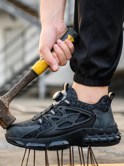 Rotating Button Safety Shoes Men Steel Toe Sneaker Air Cushion Work Shoes Man Puncture Proof Work Safety Boots Protective Shoes