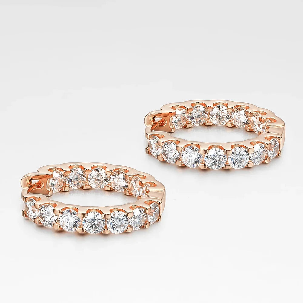 100% 925 Sterling Silver 3mm Real Moissanite Hoop Earrings For Men Women 2023 Trending Luxury Wedding Party Fine Jewelry