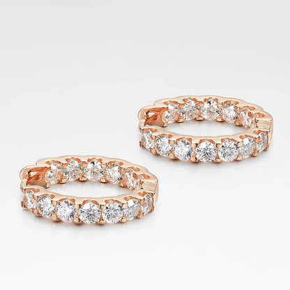 100% 925 Sterling Silver 3mm Real Moissanite Hoop Earrings For Men Women 2023 Trending Luxury Wedding Party Fine Jewelry