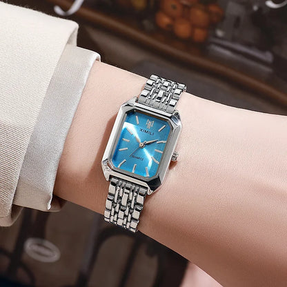 Stainless Steel Strap Watch Women Luxury Gift Quartz Wristwatch Student Fashion Simple Square Quartz Watches